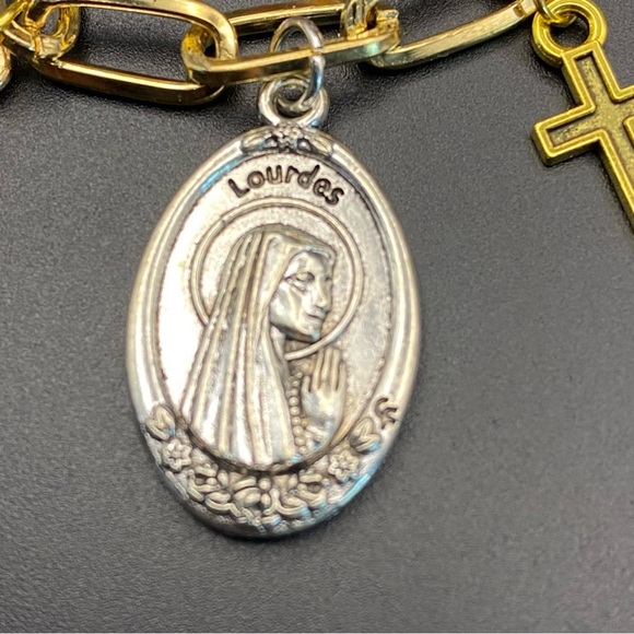 Gold and Silver Handmade Religious Charm Bracelet - Picture 5 of 7